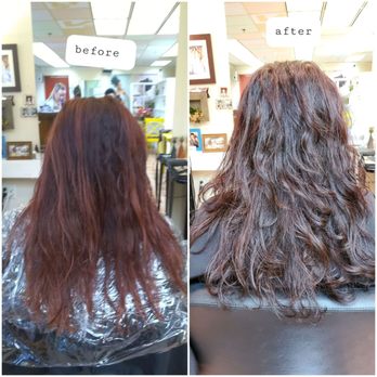 Marshall Beauty Salon - Camical damaged hair to healthy, shiny hair w different color and set perm for styling - Skin Care Near Me - Centreville, Virginia Marshall Beauty Salon - Camical damaged hair to healthy, shiny hair w different color and set perm for styling - Skin Care Near Me - Centreville, Virginia