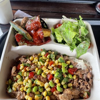 Dish N Dash - Sunnyvale - Chicken Shawarma over hummus with salad and vegetables - Middle Eastern Near Me - Sunnyvale, California