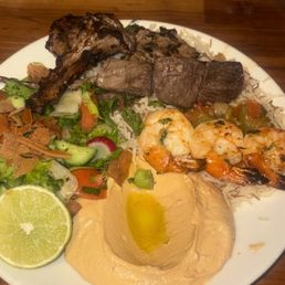 Lamb , shrimp , beef plate Lamb , shrimp , beef plate