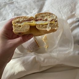 Sriracha sweet heat sandwich on a Honey Chipotle bagel Sriracha sweet heat sandwich on a Honey Chipotle bagel