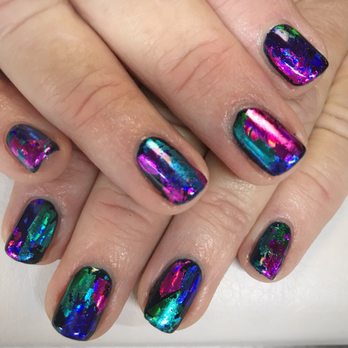 The Studio Salon - Pretty metallic peacock nails from the amazing Lisa Shipley at Studio B Salon - Hair Salons Near Me - San Clemente, California The Studio Salon - Pretty metallic peacock nails from the amazing Lisa Shipley at Studio B Salon - Hair Salons Near Me - San Clemente, California