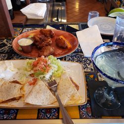 Monarca Cantina - Monroe - Beef quesadillas, chicken wings and a regular margarita.... visiting during Happy Hour. Yummo!!