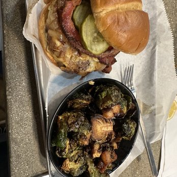 Ruckus & Redemption - Gouda burger and crispy brussels sprouts - Cocktail Bars Near Me - Wilson, North Carolina