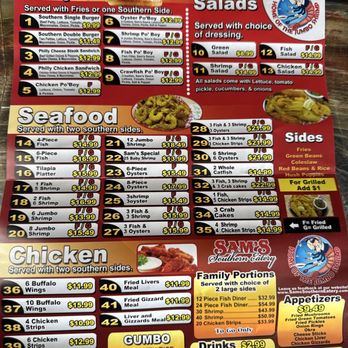 Sam's Place Southern Eatery - To go menu full 3.27.26 - Seafood Near Me - Ada, Oklahoma