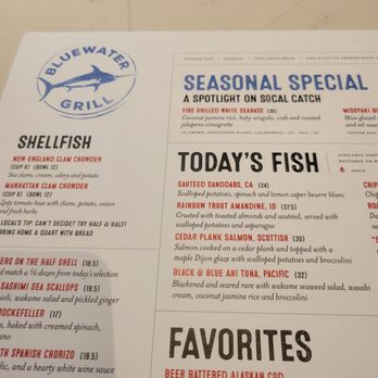 Bluewater Grill - Menu partial - Seafood Near Me - Phoenix, Arizona Bluewater Grill - Menu partial - Seafood Near Me - Phoenix, Arizona