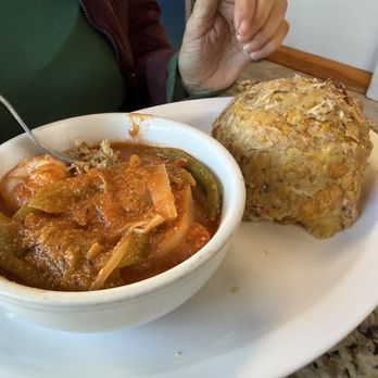 La Lechonera Restaurant - Mofongo with shrimp and creole sauce. - Latin American Near Me - Roslindale, Massachusetts La Lechonera Restaurant - Mofongo with shrimp and creole sauce. - Latin American Near Me - Roslindale, Massachusetts