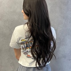 Truth Salon - dark brunette demi color and matching tape-in extensions