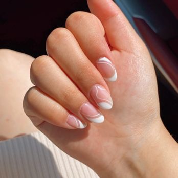 Purely Polish Nails - White swirl nail design by Ivy! - Nail Salons Near Me - Westminster, California