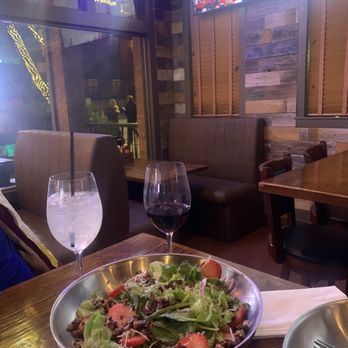 Bar W - Strawberry salad with brisket, lemon spritzer, cabernet - Sports Bars Near Me - Dallas, Texas