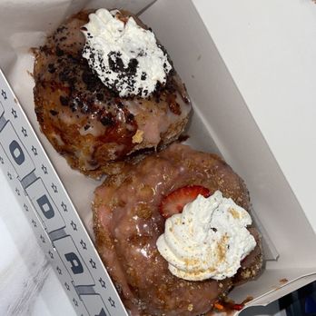 Parlor Doughnuts - Cookies & cream donut and a strawberry shortcake donut - Donuts Near Me - Nassau Bay, Texas Parlor Doughnuts - Cookies & cream donut and a strawberry shortcake donut - Donuts Near Me - Nassau Bay, Texas