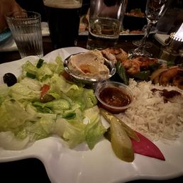 The Mediterranean Shrimp Platter ($31). Lots of great food for a reasonable price. The Mediterranean Shrimp Platter ($31). Lots of great food for a reasonable price.