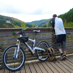 On the balcony, The Drop Off Cafe, Glyncorrwg