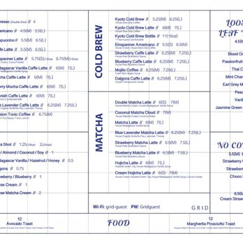 Grid Coffee - Menu - Coffee & Tea Near Me - Santa Ana, California
