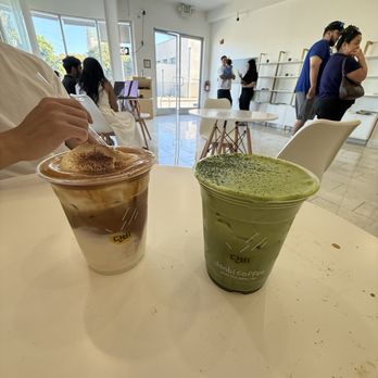 Danbi Coffee - Einspanner (left), Matcha Rain (right) - Coffee & Tea Near Me - Pasadena, California