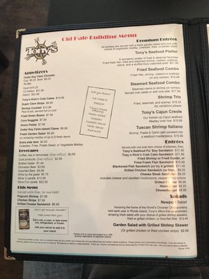 Menu photo 3 Tony's Seafood Restaurant Cedar Key, FL