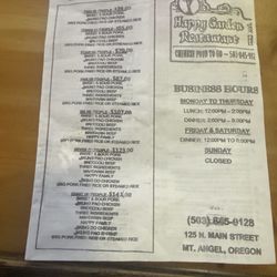 Updated menu pricing as of 8/2026