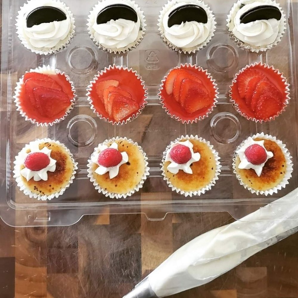 Sweet Mims - a tray of cupcakes with strawberries - Desserts Near Me Sweet Mims - a tray of cupcakes with strawberries - Desserts Near Me