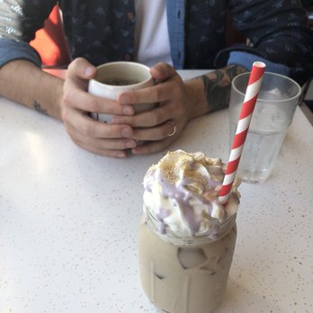 Crazy Beans - Seasonal iced latte - Yule log...brown butter and marshmallow syrup! - Breakfast & Brunch Near Me - Stony Brook, New York Crazy Beans - Seasonal iced latte - Yule log...brown butter and marshmallow syrup! - Breakfast & Brunch Near Me - Stony Brook, New York