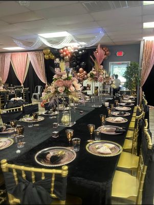 Event decor and design - Clients 21st suprise birthday party.