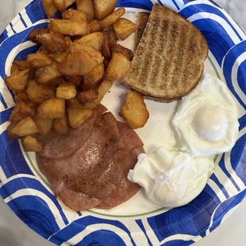 J & A Breakfast - Poached eggs, home fries, Taylor Ham and rye toast. And the chef prepared the breakfast quickly. Will be back. - Breakfast & Brunch Near Me - Manasquan, New Jersey J & A Breakfast - Poached eggs, home fries, Taylor Ham and rye toast. And the chef prepared the breakfast quickly. Will be back. - Breakfast & Brunch Near Me - Manasquan, New Jersey