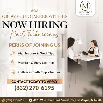 M. Vince Nail Spa - Are you a passionate and talented looking for the perfect - Nail Salons Near Me - Fort Wayne, Indiana M. Vince Nail Spa - Are you a passionate and talented looking for the perfect - Nail Salons Near Me - Fort Wayne, Indiana