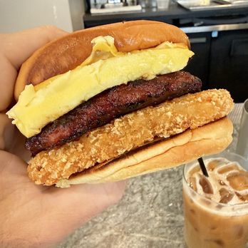 Kasama - Breakfast Sandwich w hash brown, sausage, and extra cheese! - Filipino Near Me - Chicago, Illinois