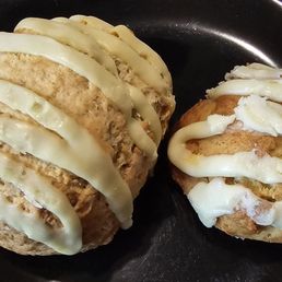 Lemon pie scone (left) and orange cheesecake cookie (right) Lemon pie scone (left) and orange cheesecake cookie (right)