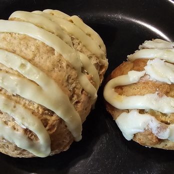 The Bread Pedalers - Lemon pie scone (left) and orange cheesecake cookie (right) - Coffee & Tea Near Me - West Allis, Wisconsin The Bread Pedalers - Lemon pie scone (left) and orange cheesecake cookie (right) - Coffee & Tea Near Me - West Allis, Wisconsin