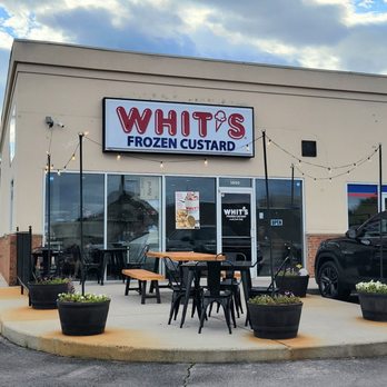 Whit’s Frozen Custard - Whit's Frozen Custard entrance with dog friendly patio. - Desserts Near Me - Cleveland, Tennessee Whit’s Frozen Custard - Whit's Frozen Custard entrance with dog friendly patio. - Desserts Near Me - Cleveland, Tennessee