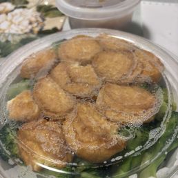 Egg Tofu with Enoki mushrooms