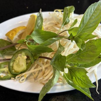 Pho Super Bowl - Diamond Bar - Authentic Vietnamese Cuisine - Phở fixins plate (basil, sprouts, jalapeños, lemon) - Vietnamese Near Me - Diamond Bar, California Pho Super Bowl - Diamond Bar - Authentic Vietnamese Cuisine - Phở fixins plate (basil, sprouts, jalapeños, lemon) - Vietnamese Near Me - Diamond Bar, California