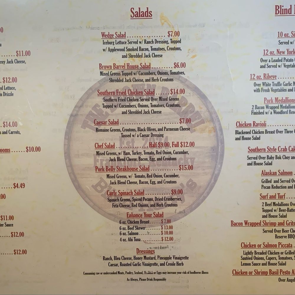 The Brown Barrel - Menu - American Near Me - Frankfort, Kentucky The Brown Barrel - Menu - American Near Me - Frankfort, Kentucky