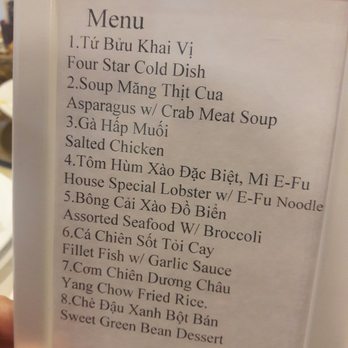 Diamond Seafood Palace - Today was a Vietnam war veteran get together party. The menu shown here indicates food. Translations are included in the photo. - Venues & Event Spaces Near Me - Stanton, California Diamond Seafood Palace - Today was a Vietnam war veteran get together party. The menu shown here indicates food. Translations are included in the photo. - Venues & Event Spaces Near Me - Stanton, California