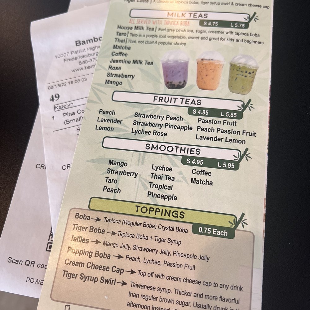 Bamboo - Drink options - Pan Asian Near Me - Fredericksburg, Virginia