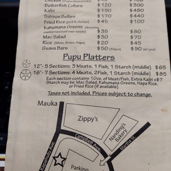 Guava Smoked - Map on back of menu - Barbeque Near Me - Honolulu, Hawaii