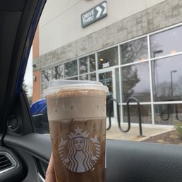 Outside the store and chocolate cream cold brew