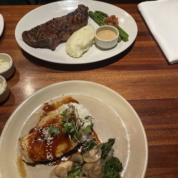 J. Gilbert's Wood-Fired Steaks & Seafood - KC strip and miso glazed sea bass - Steakhouses Near Me - Overland Park, Kansas J. Gilbert's Wood-Fired Steaks & Seafood - KC strip and miso glazed sea bass - Steakhouses Near Me - Overland Park, Kansas