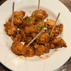 Patio 44 - STICKY CHICKEN $15.00 Crispy pieces of chicken thighs tossed in a house-made sticky, smokey sauce