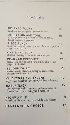 Menu photo 6 Window Bar Palm Springs, CA Menu photo 6 Window Bar Palm Springs, CA