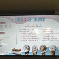 Taste & See Creamery - Ice Cream Menu