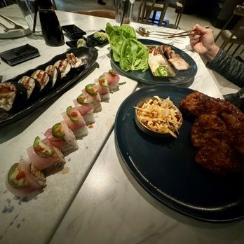 Zu Izakaya - ASU - Spider roll, hamachi/Jalapeno Hamachi Roll, Crispy Sous Vide Wings, Bossam Board (pork belly) - Sushi Bars Near Me - Tempe, Arizona Zu Izakaya - ASU - Spider roll, hamachi/Jalapeno Hamachi Roll, Crispy Sous Vide Wings, Bossam Board (pork belly) - Sushi Bars Near Me - Tempe, Arizona