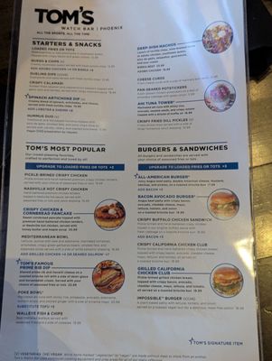 Menu photo 4 Tom's Watch Bar Phoenix, AZ