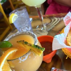 La Hacienda Mexican Restaurant - Mango and peach margarita . Skinny margarita