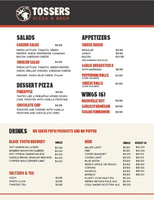 Menu photo 2 Tossers Pizza & Beer Cody, WY Menu photo 2 Tossers Pizza & Beer Cody, WY
