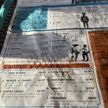Cinco De Mayo - a menu for a mexican restaurant - Mexican Near Me - Ridgeland, Mississippi