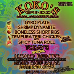 Koko’s Grindz - Koko menu