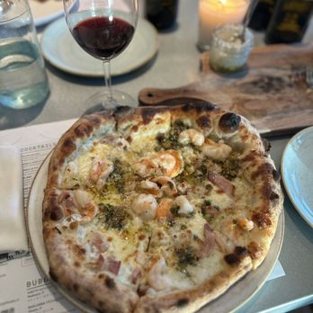 Sixty Vines - Shrimp & Bacon pizza-mildly & pleasantly spicy. The Grenache wine was perfect with this. - Wine Bars Near Me - Winter Park, Florida Sixty Vines - Shrimp & Bacon pizza-mildly & pleasantly spicy. The Grenache wine was perfect with this. - Wine Bars Near Me - Winter Park, Florida