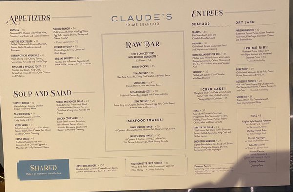Menu photo 2 Claudes Prime Seafood Perrysburg, OH Menu photo 2 Claudes Prime Seafood Perrysburg, OH