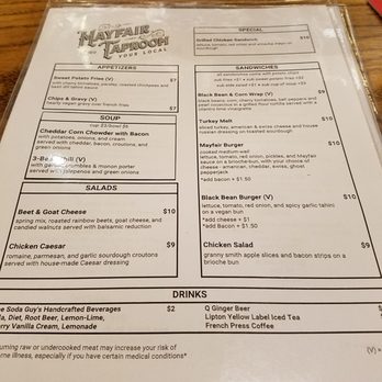 Mayfair Taproom - Menu 10/31/18 - Pubs Near Me - Indianapolis, Indiana