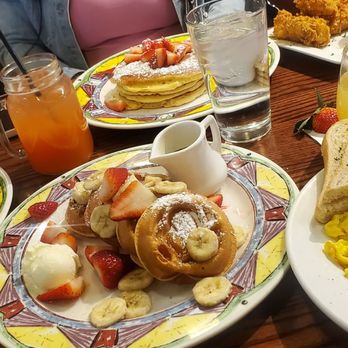 Miss Shirley's Cafe, Inner Harbor - Chicken N Cheddar Waffles, fresh fruit and fixins - Breakfast & Brunch Near Me - Baltimore, Maryland